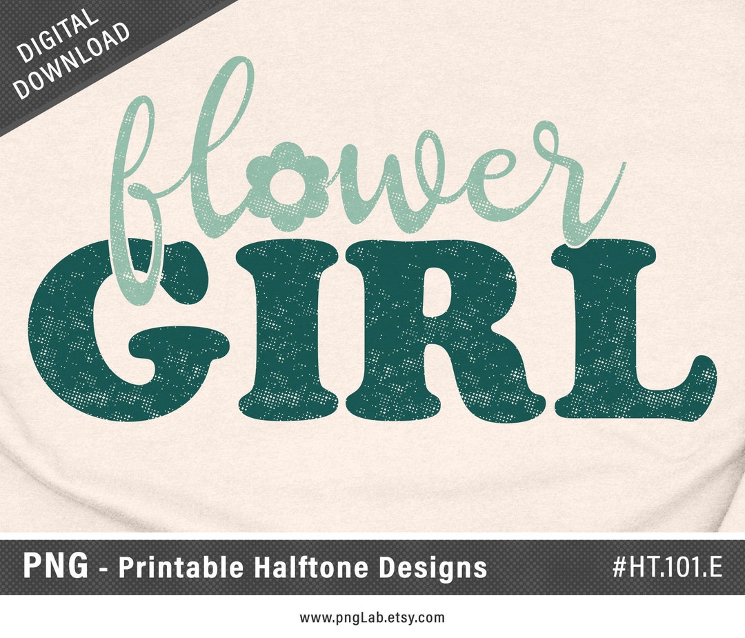 Green Flower Girl Printable PNG Printable Halftone Designs Flower Girl ...
