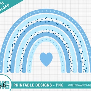 baby Blue Rainbow PNG design / Printable Rainbow Clip art / Rainbow Sublimation Design / light blue rainbow PNG - Digital Download