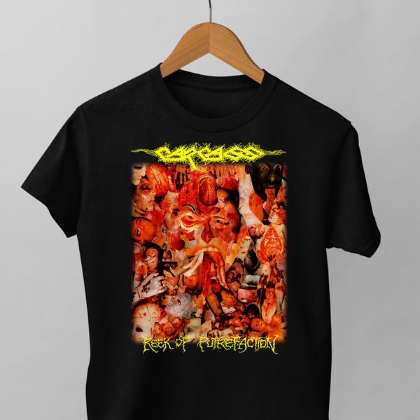 Carcass Reek of Putrefaction British Extreme Metal Band shirt. Carcass Reek of Putrefaction T-shirt ,Carcass Reek Retro Clothing Design