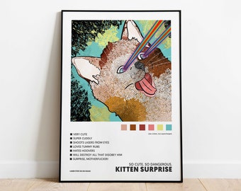 Kitten Surprise Print, Cat Poster, Animal Poster, Kitten poster, Cat Art, Cat Lovers Gift, Cat Wall Art, Cat Home Decor