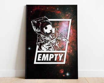 Vazio - Arte de parede de astronauta, impressão de astronauta, impressão espacial, arte de parede de astronomia, pôster espacial, cosmonauta, galáxia, quarto de meninos espaciais