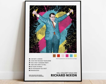 Banana Party - Richard Nixon impresión / póster / presidente político ilustración colorido póster pared arte decoración del hogar
