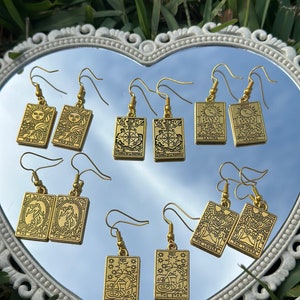 Gold tarot card earrings