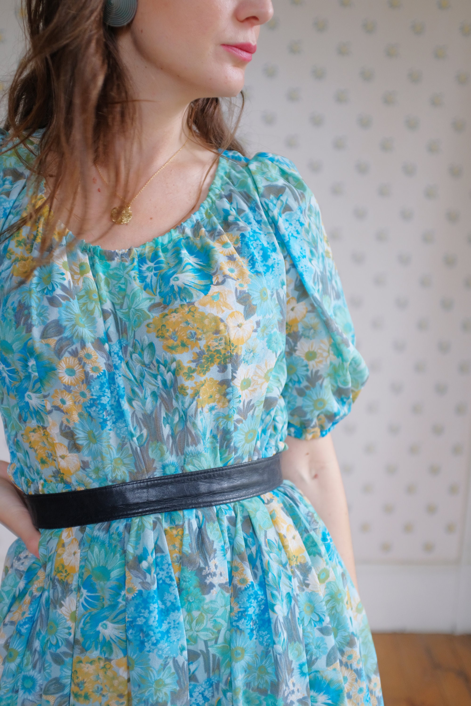 Robe dété bleu vintage // Robe de manches en ballon bleu Etsy France