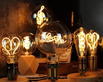 110V or 220V Extra Large Industrial Vintage Style LED Edison Light Bulb with Wood Socket