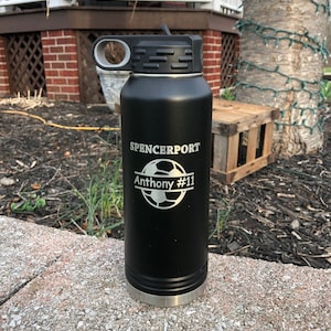 Custom 32 oz Water Bottle, Soccer Gift, Mothers Day Gift, Outdoors, Hiking Water Bottle, Camping Water Bottle
