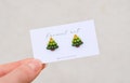 Christmas tree earrings Christmas tree studs Holiday studs Christmas gift idea Christmas gift for her Tree studs product logo