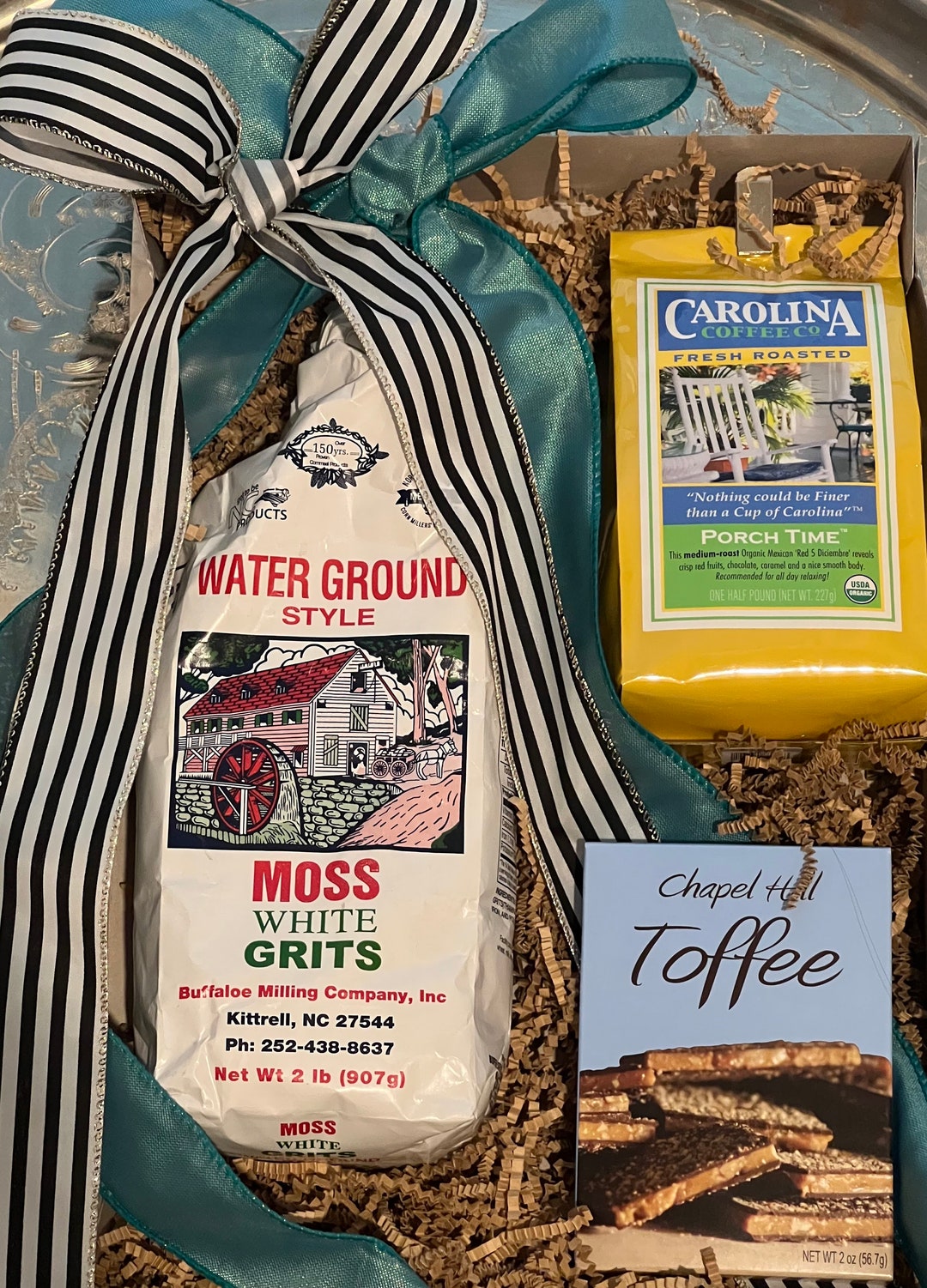 North Carolina Made Gourmet Food Gift Morning Brunch Basket White Grits