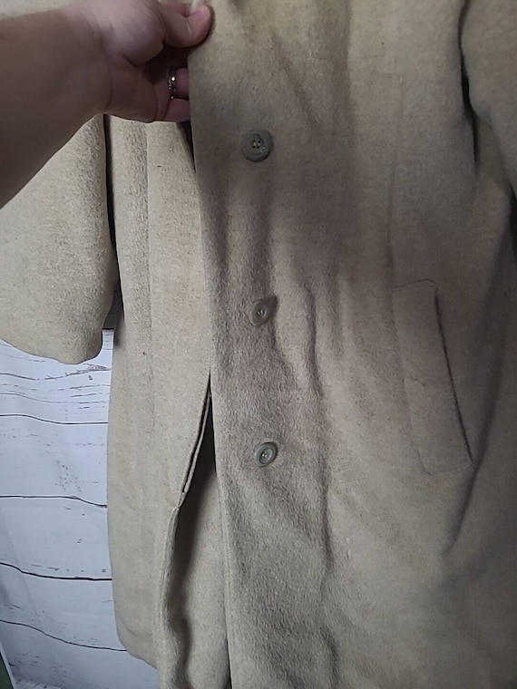 Vtg Burberrys Tan Mohair Collared Button Front Lo… - image 3