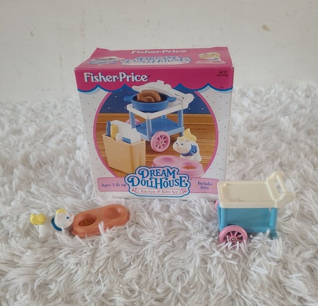 Vintage 1995 Fisher Price Dream Dollhouse Kitchen & Kitty Set Etsy