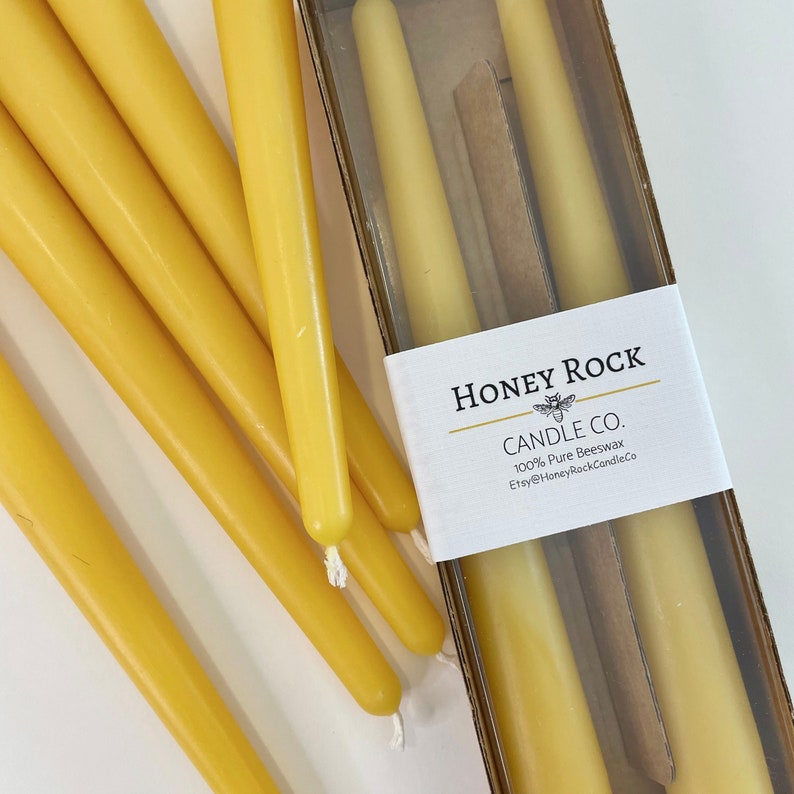 100% Pure Natural Beeswax "Taper" Candle - 8" or 10" Pack of 2, 4, 6, 8 (3/4” diameter)