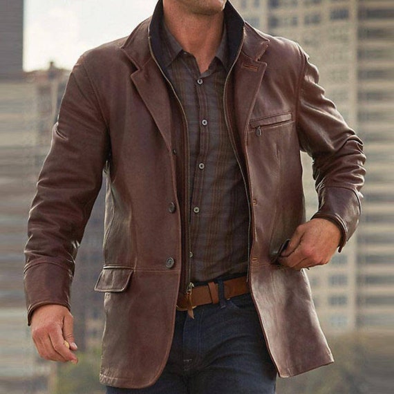 Leather Coat/ Jacket for Men - Etsy 