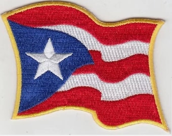 25 Pcs Waving USA Puerto Rico Flag Embroidered Patches 3.5"x2.25" iron-on