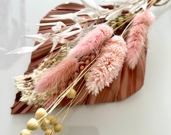 Rose gold palm spear, flower bouquet, cake topper,  rose gold, pink dried flowers, Cake decoration, home decor, birthday cake topper