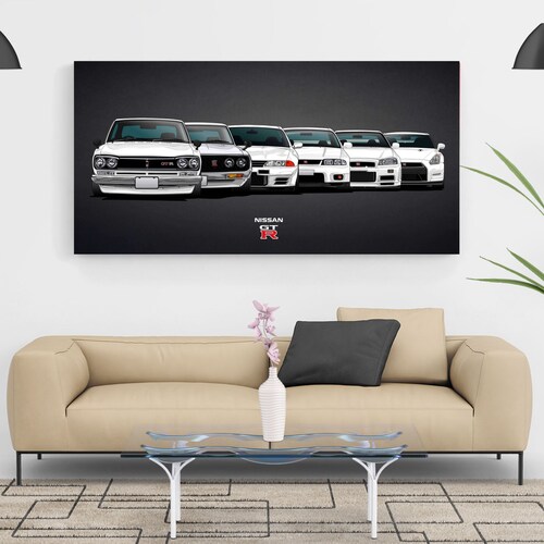 Automotive Art Car shops Metal Wall Art Home Decor - JDM Nissan Skyline GTR Legacy