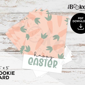 Mini Cookie Card, Happy Easter, Carrots, 3.5&quot; x 5&quot; Printable Card, Cookie Packaging, Digital PDF Download, Instant Download