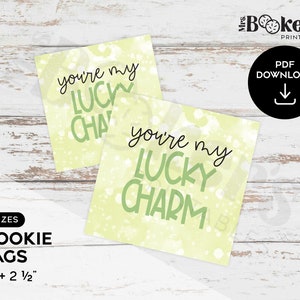 Cookie Tag, Lucky Charm Tag, 2&quot; & 2.5&quot; Square Tag, St. Patrick&#39;s Day Printable, Digital PDF Download, Cookie Packaging