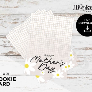 Afdrukbare Moederdagkaart, Happy Mother's Day Cookie Card, Geschenkverpakking, 3,5" x 5", Digitale PDF-download, Instant Download