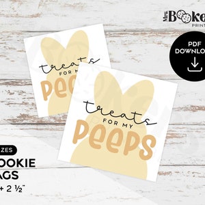 Easter Cookie Tag, Yellow Peep, Treats For My Peeps Gift Tag, Cookie Printable, PDF, 2&quot; & 2.5&quot; Digital Tags