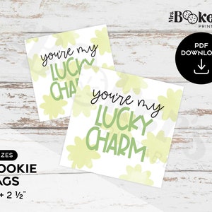 You&#39;re My Lucky Charm Gift Tag, 2&quot; & 2.5&quot; Cookie Tag, Square Tag, St. Patrick&#39;s Day, Cookie Printable, Digital PDF Download, Gift Packaging