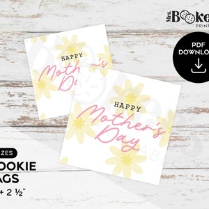 Étiquette de bonne fête des mères, fleurs jaunes, étiquette de cookie, cookie imprimable, étiquette cadeau 2&quot; & 2,5&quot;, emballage cadeau, téléchargement numérique, PDF