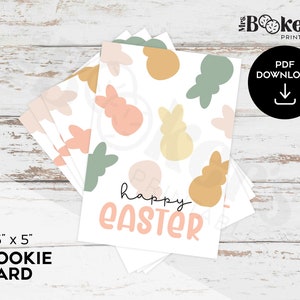 Happy Easter Cookie Card, Mini Cookie Card, 3.5&quot; x 5&quot; Cookie Card, Easter Cookie Packaging, Cookie Printable, Digital PDF Download