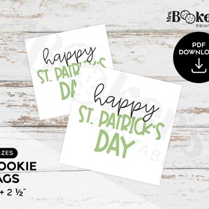 Cookie Tag, Happy St. Patrick&#39;s Day, vierkante tag, cookie afdrukbaar, 2&quot; & 2,5&quot; cadeaukaartjes, digitale PDF-download, geschenkverpakking