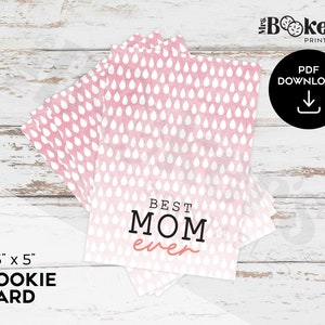 Mama Cookie Karte, beste Mama aller Zeiten, Muttertagskeks Karte, rosa Geschenkverpackung, 3,5 &quot;x 5&quot; Karte, digitale PDF, Sofortiger Download