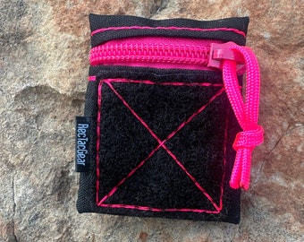 black and hot pink mini pouch