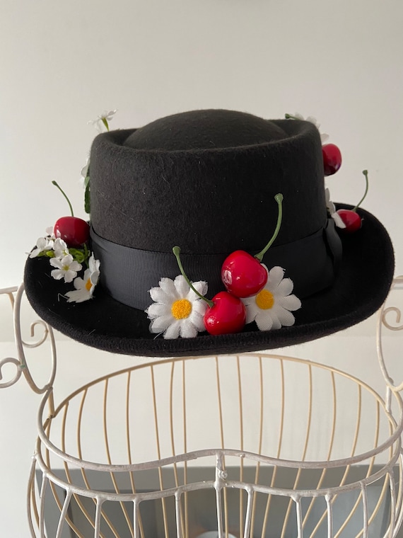 VINTAGE HAT, MY FAIR LADY, MARY POPPINS EDWARDIAN STYLE FLORAL GIBSON GIRL HAT Custom Boutique MARY POPPINS Inspired Nanny main image 3