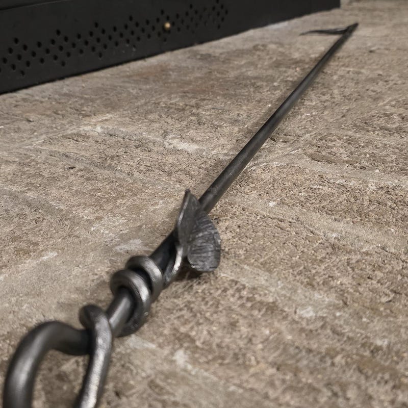 Hand Forged Fire Poker with Leaf Handle