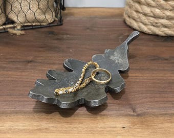 Leaf Bowl - Rustic Steel Catchall Dish for Keys, Coins & Jewelry | 6th or 11th Anniversary Gift