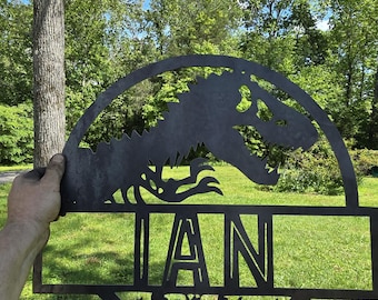 Custom Jurassic Park Metal Name Sign: T-Rex Nursery Decor