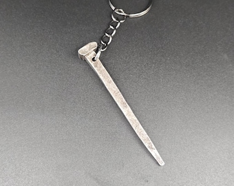 Hand-Forged Nail Keychain: Rustic Blacksmith Key Ring