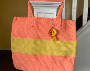 Peach Ring Inspired Market Bag with Keychain