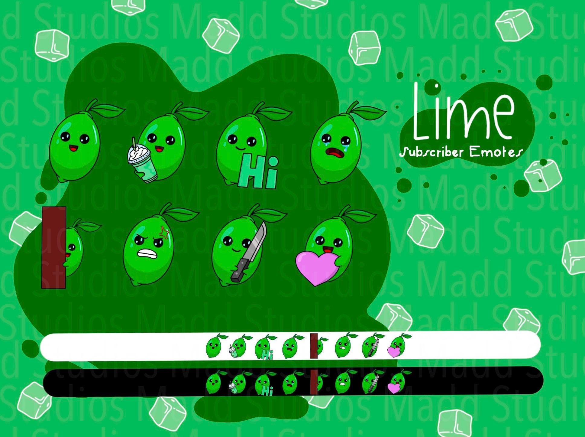 Lime Pack Twitch Emotes Subscriber Discord Emote Bit Badges Loyalty - Etsy