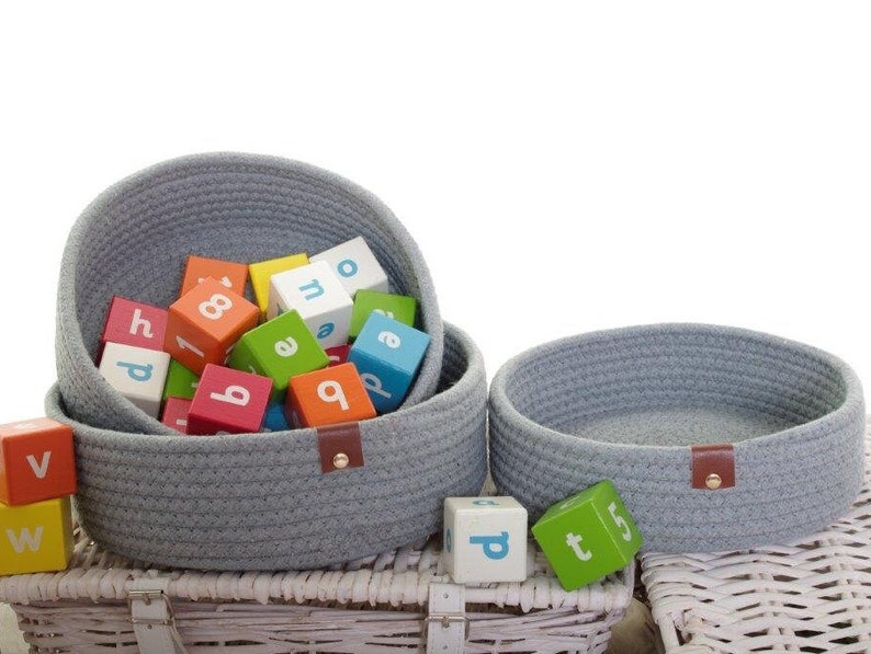 Cotton Rope Storage Baskets cotton Jute Rope Basket Set of 3 Etsy UK