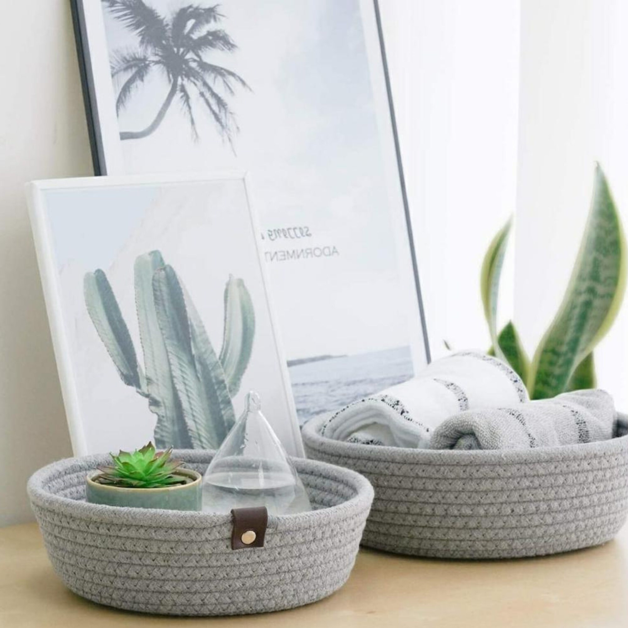 Cotton Rope Storage Baskets cotton Jute Rope Basket Set of 3 Etsy UK