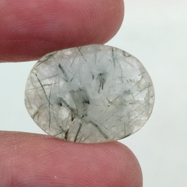 Natural Green Rutile Quartz Cabochon Green Rutilated Quartz Cabochon Green Rutile Gemstone10,Cts,19X15x4 MM.