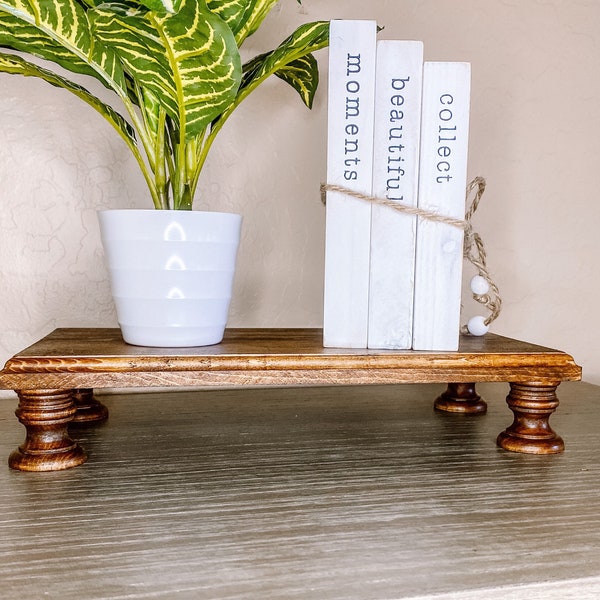 Wooden Riser for Display | Farmhouse Décor Wood Riser | Rectangle Rustic Wood Pedestal | Housewarming Gift