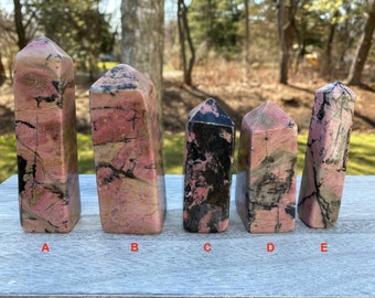 Rhodonite, Natural Rhodonite, Pink Rhodonite, Natural Pink Rhodonite, High Quality Rhodonite, Rhodonite Point, Genuine rhodonite, 3.2"-4.5"