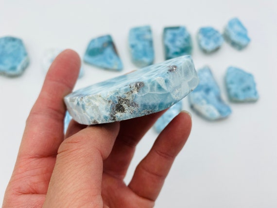 High Quality Larimar Palm Stone from Dominican Republic Incredibly Rare Meditation Stone No 14 LOT 13 High Quality Larimar Palm Stone from Dominican Republic Incredibly Rare Meditation Stone No 14 LOT 13
