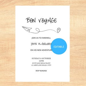 Bon Voyage Party Invitation Moving Party Going Away Farewell Party Editable Printable