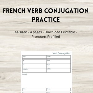 FRENCH VERB CONJUGATION worksheet | french tenses and verbs language learning study aid | Instant download printable