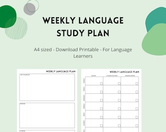 Weekly Language Learning Study Plan | Digital Download | Language Learning Organisation Printable and Progress Tracker