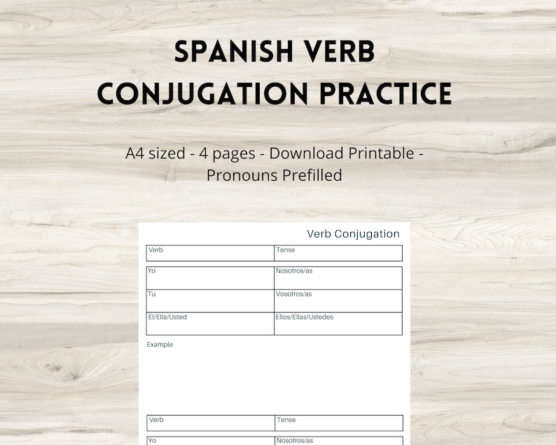SPANISH VERB CONJUGATION Worksheet Study Tenses and Verbs Plan Language ...