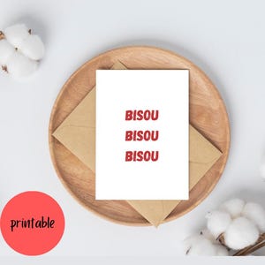 Bisou Carte | Kisses Greeting Card | French kiss card | Valentine's day French card