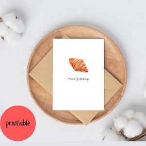 Merci Beaucoup Croissant Greeting Card | France Carte de Remerciement