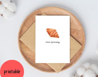 Biglietto d'auguri con croissant Merci Beaucoup / Francia Carte de Remerciement