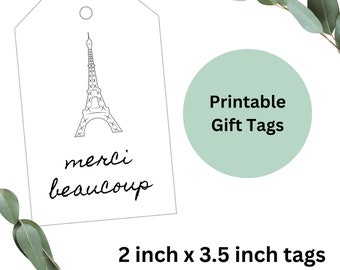 Merci Beaucoup Eiffel Tower Printable Gift Tags | Paris Gift Tags